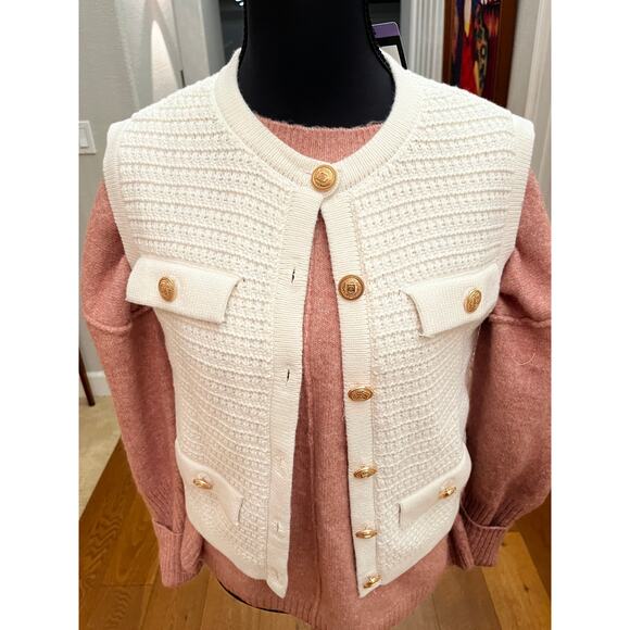[BLANKNYC] Sleeveless Knit Vest Cardigan Color: Cream (Size S) - NWT - Picture 6 of 11